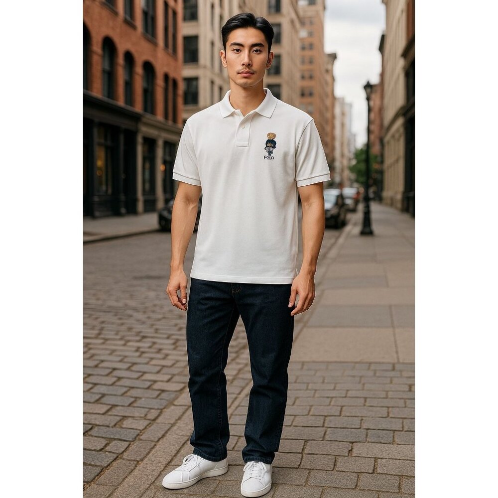 POLO Ralph Lauren Boys Youth Polo Bear White Polo XL(18-20)